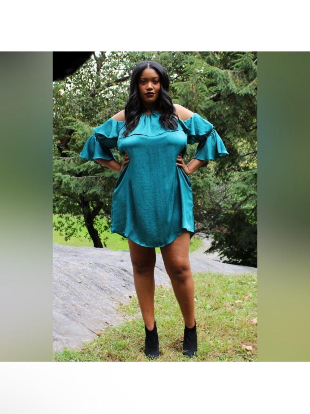 Hayden Teal Cold shoulder satin mini dress size large NWT